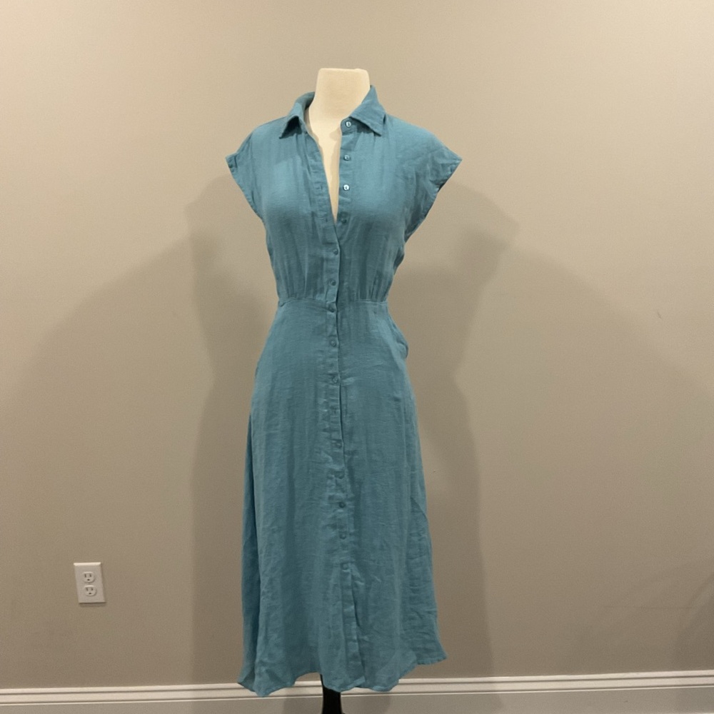 Chic Teal Button-Front Midi Dress